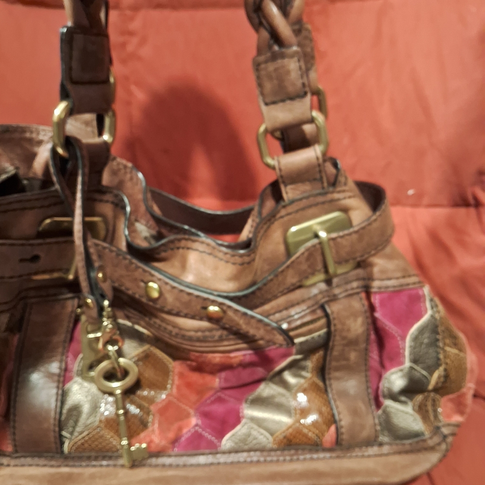 Fossil Multicolor Patchwork Satchel - image 12